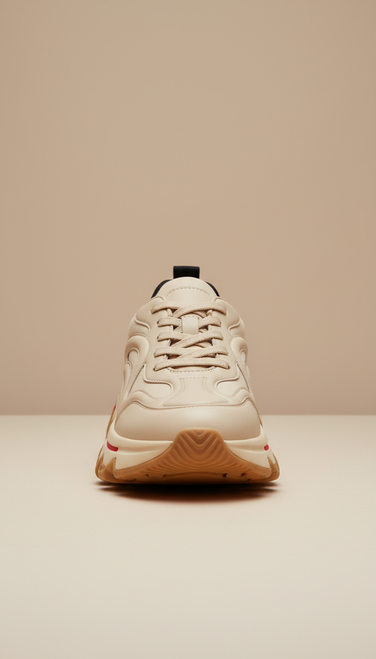 Beige Vegan Leather Trainer